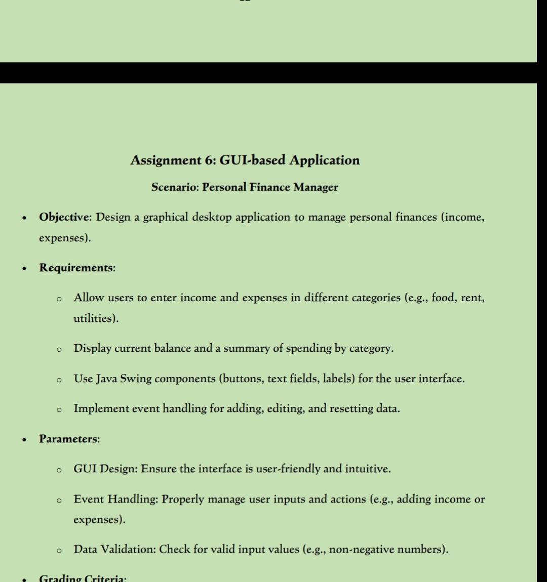 Assignment 6 : GUI - based Application Scenario: