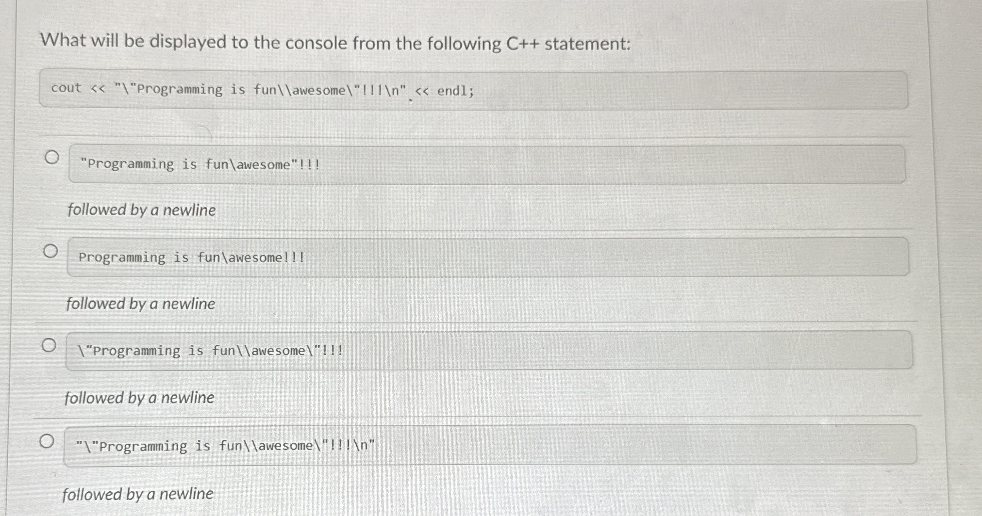 What will be displayed to the console from the