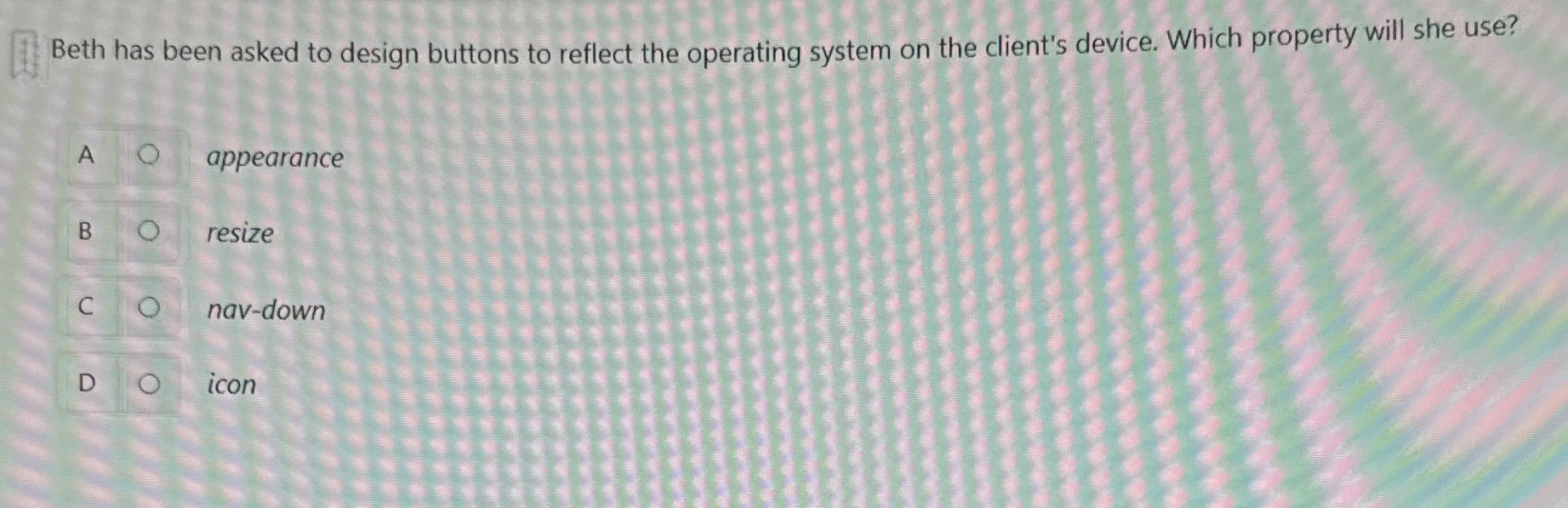 Beth has been asked to design buttons to reflect