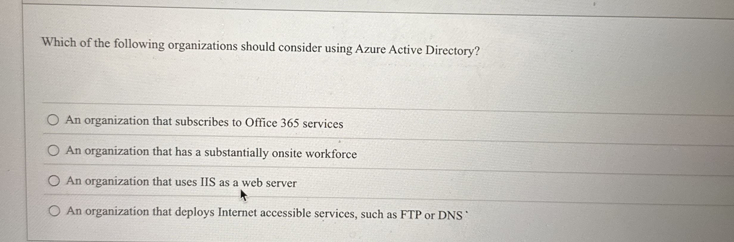 Which of the following organizations should