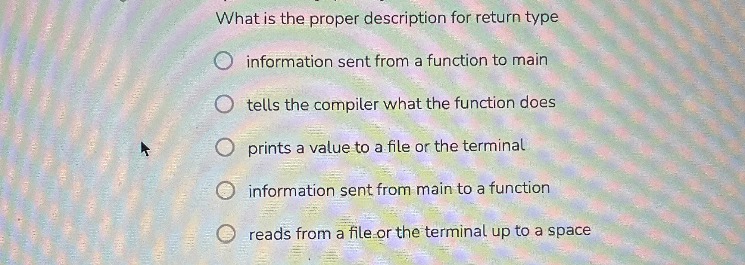 What is the proper description for return type