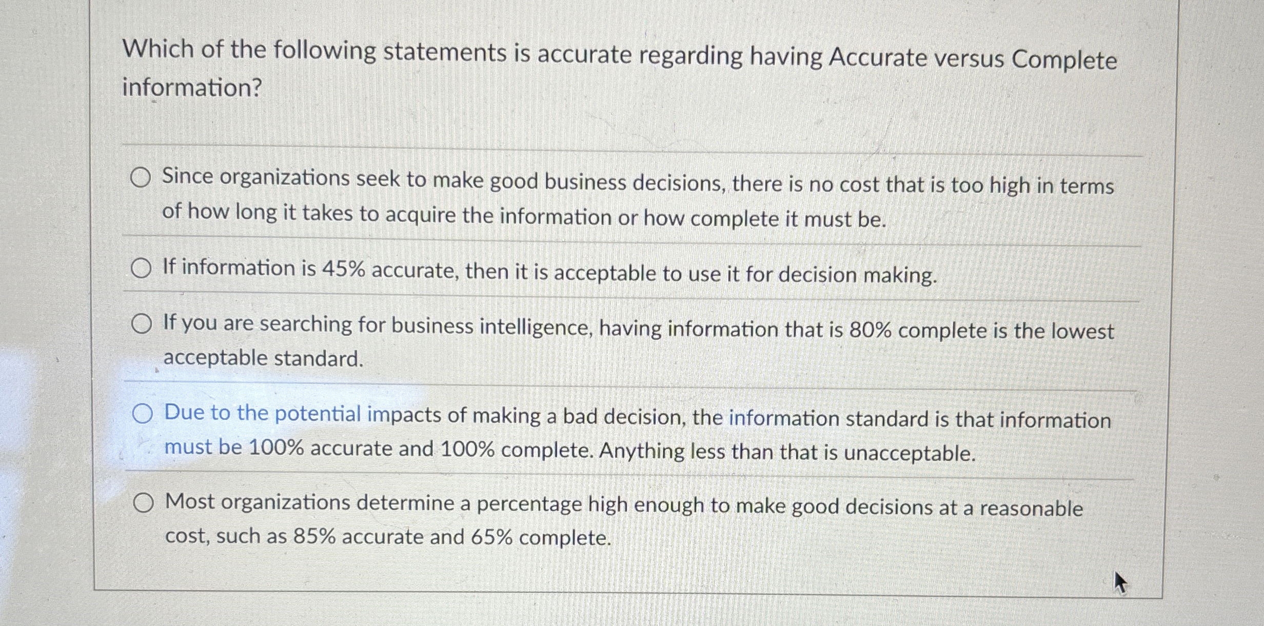 Which of the following statements is accurate