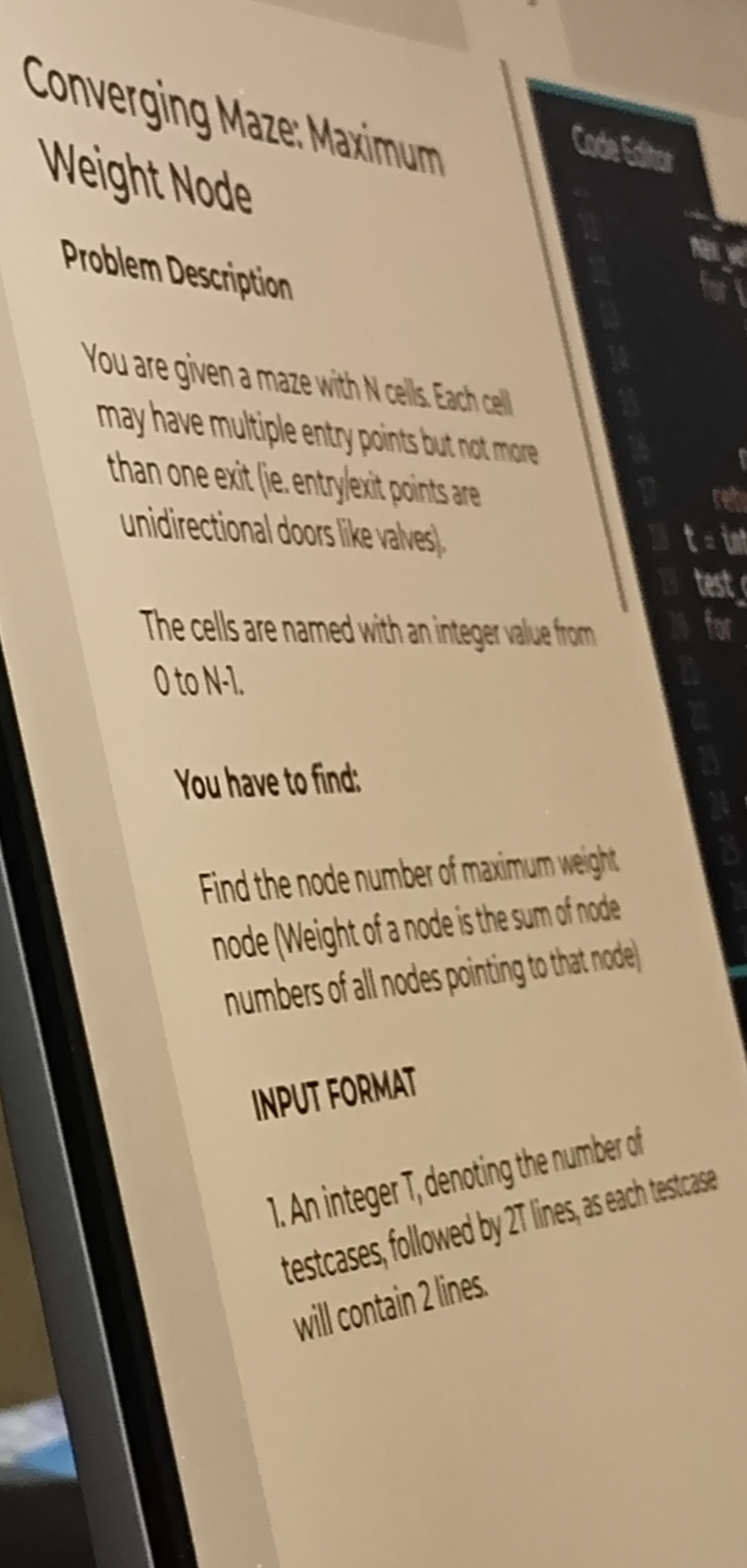 Converging Maze: Maximum Weight Node Cotath