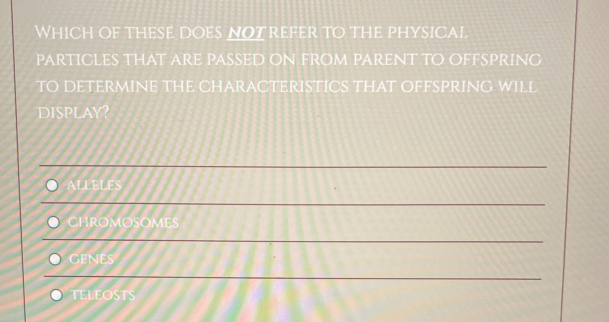 WHICH OF THESE DOES NOT REFER TO THE PHYSICAL