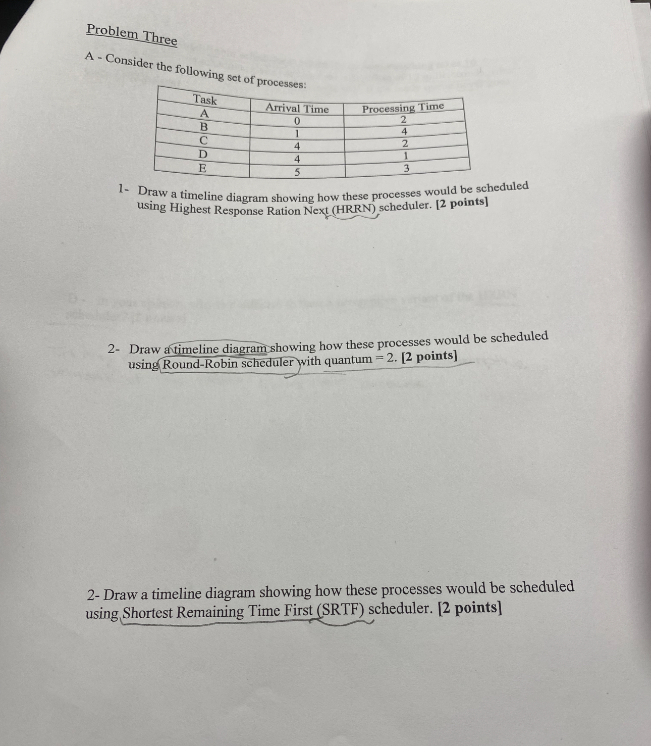 Problem Three A - Consider the following set of