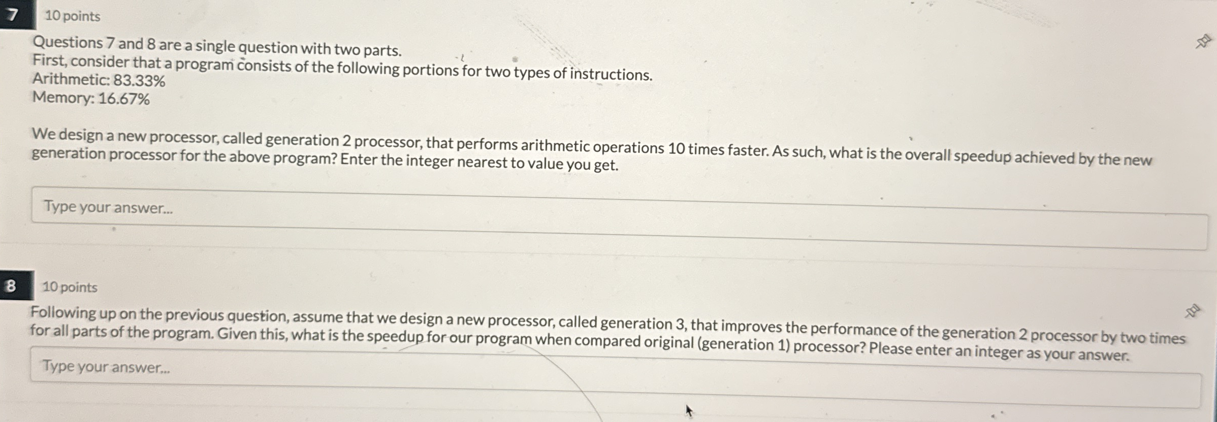 Questions 7 and 8 are a single question with two