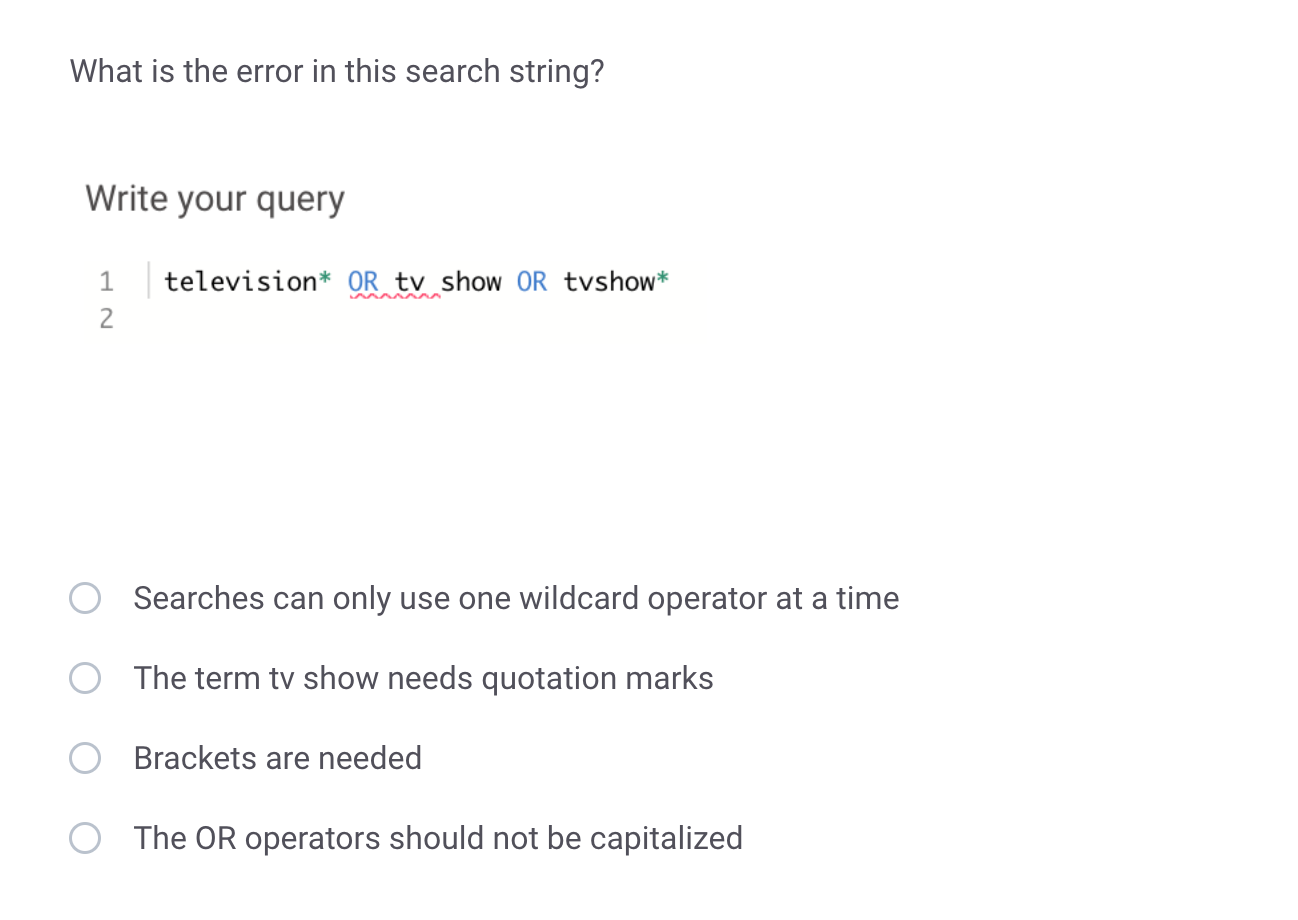 What is the error in this search string? Write