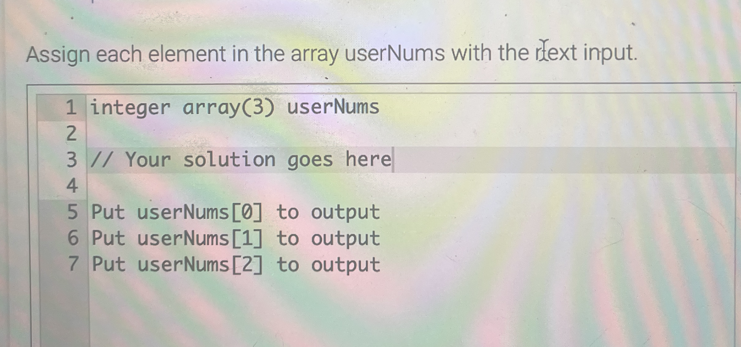 Assign each element in the array userNums with