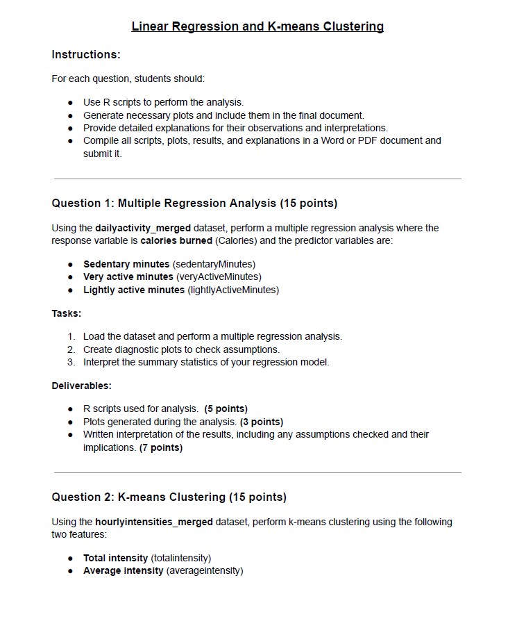 Linear Regression and K - means Clustering