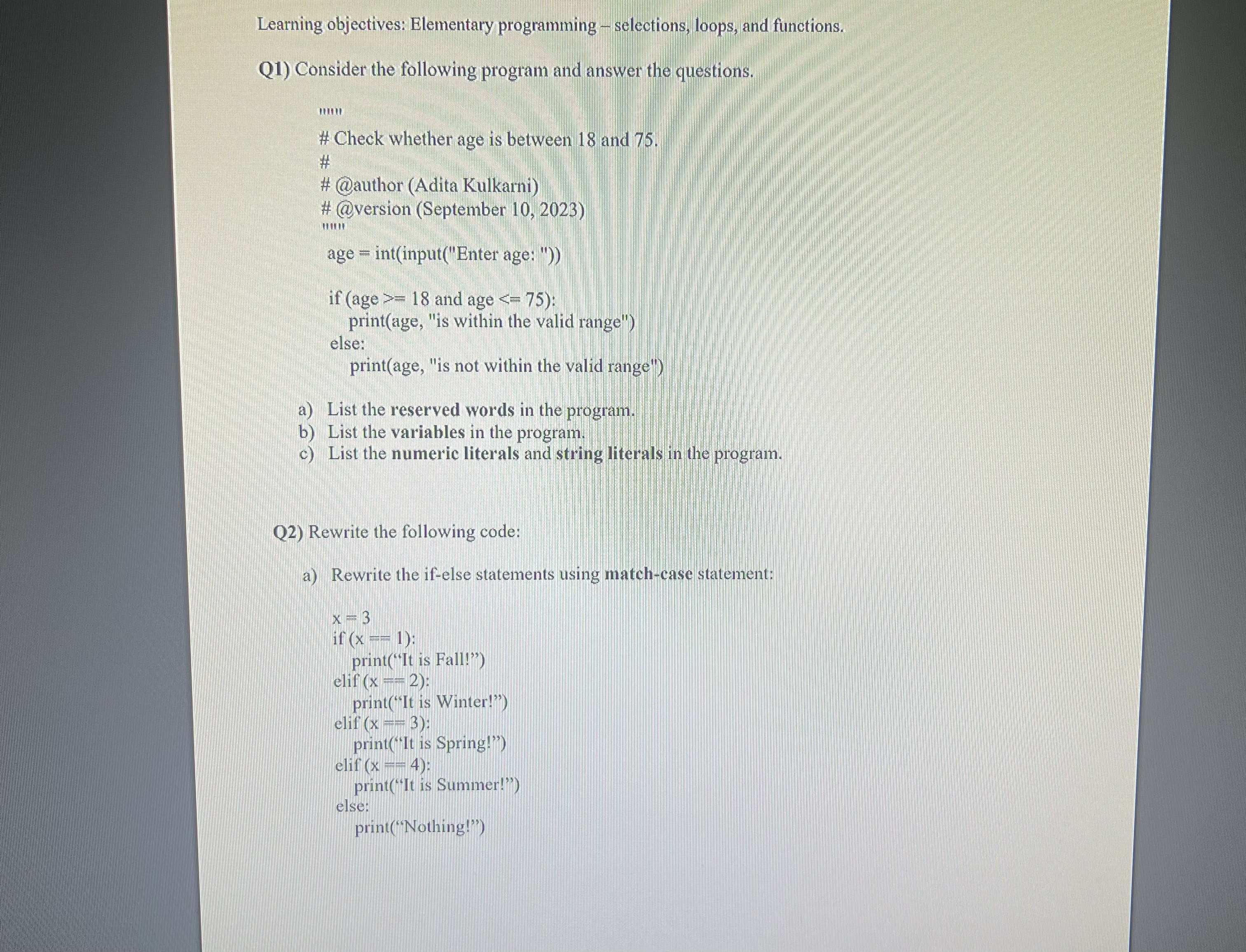 Progarmming in python please help
