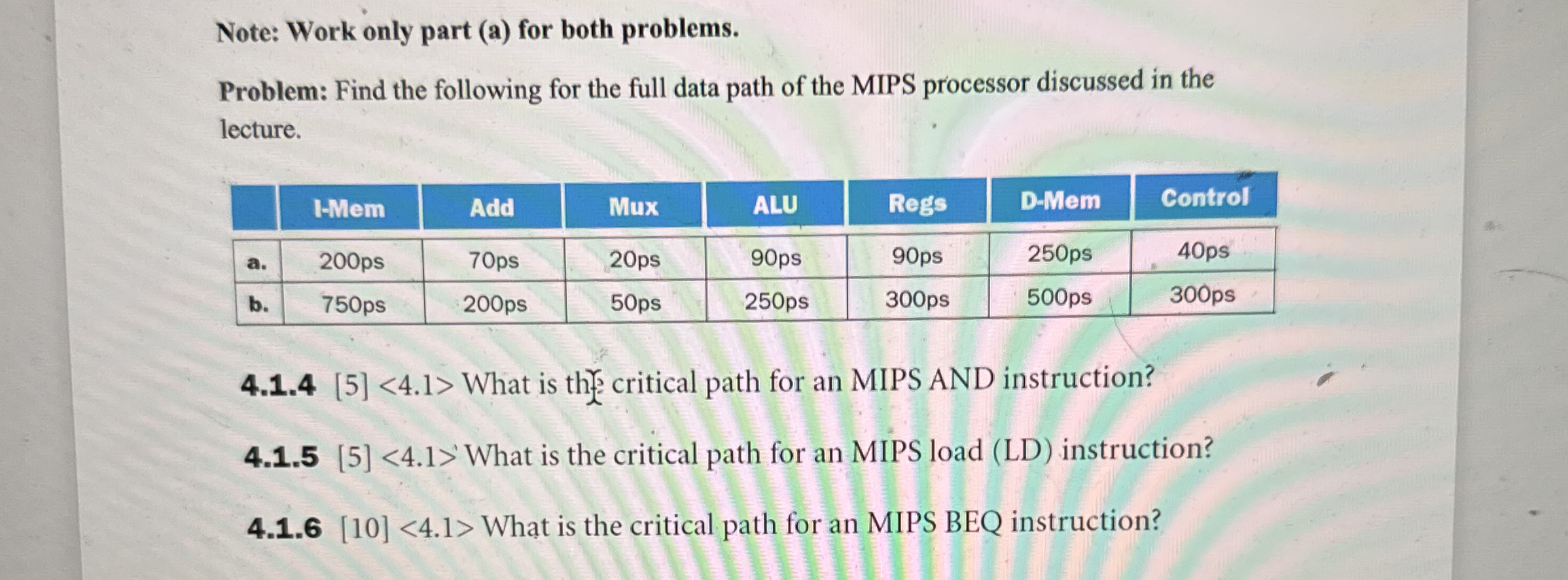 Note: Work only part ( a ) for both problems.