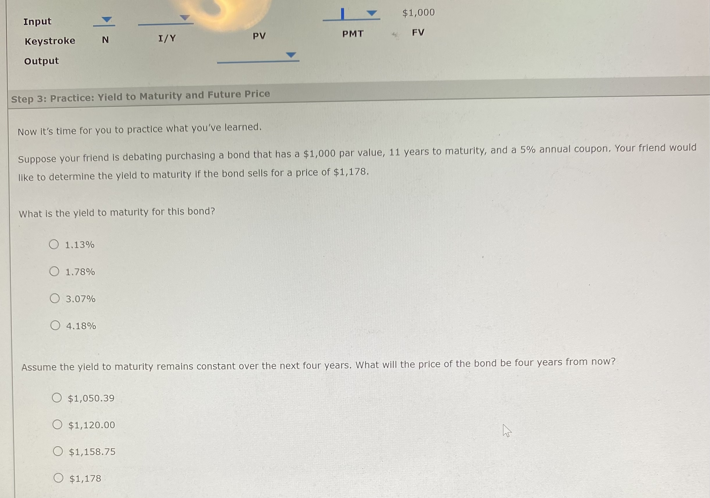 Complete the following table by selecting the