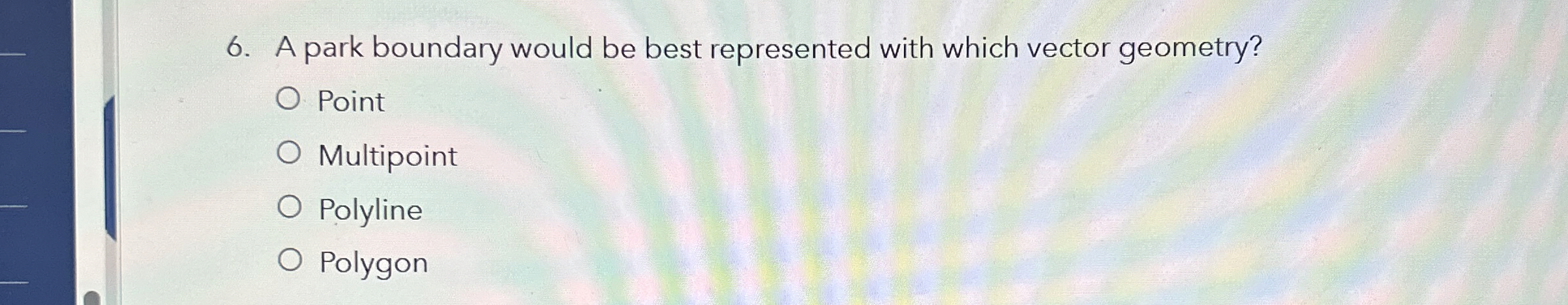 A park boundary would be best represented with