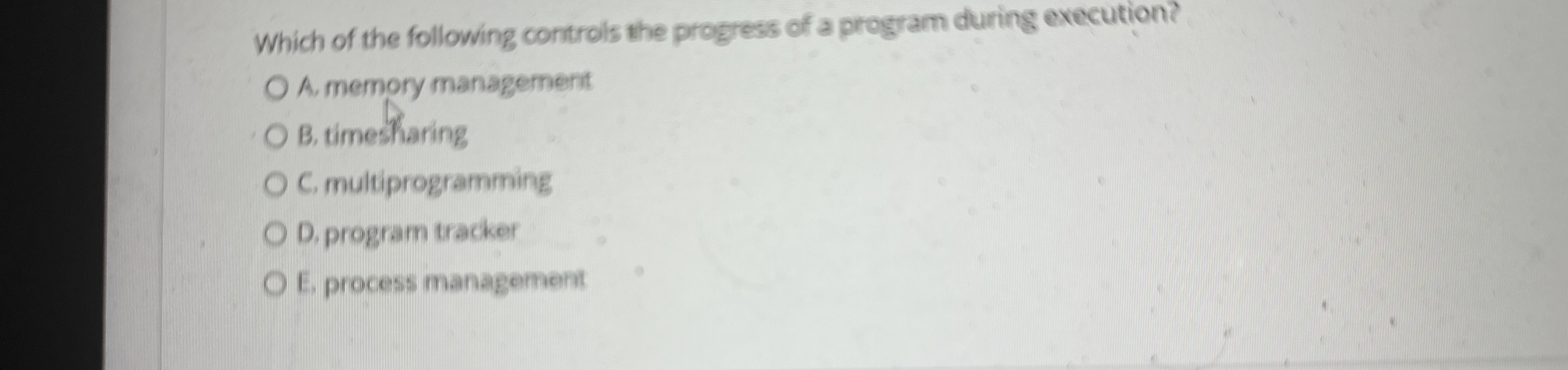 Which of the following controls the progress of a