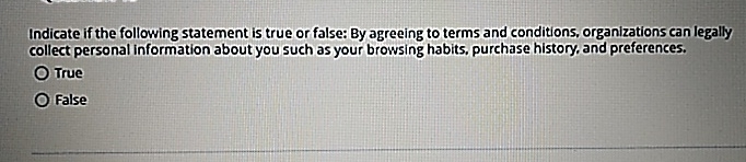 Indicate if the following statement is true or