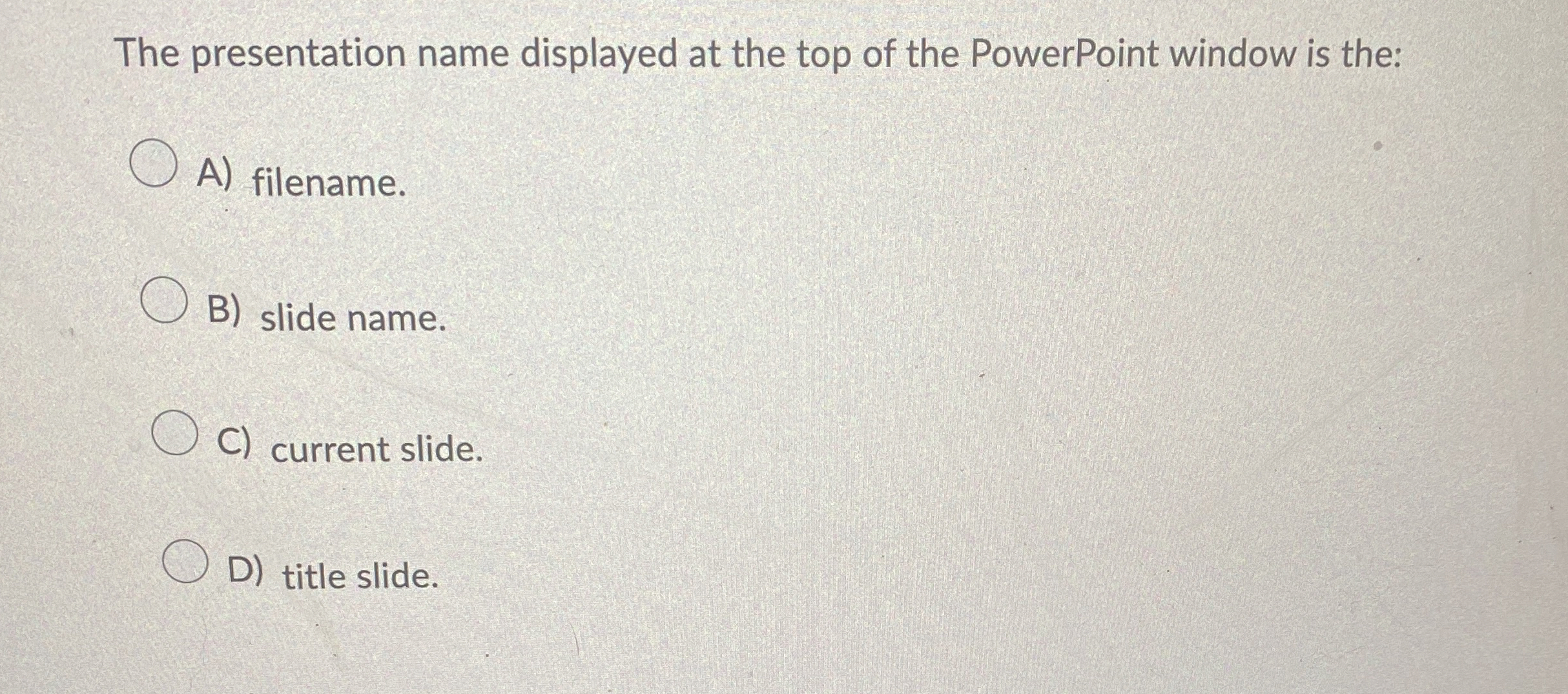 The presentation name displayed at the top of the