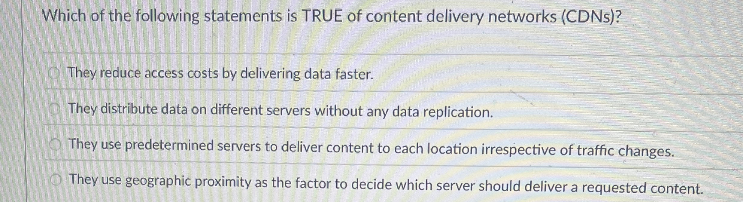 Which of the following statements is TRUE of