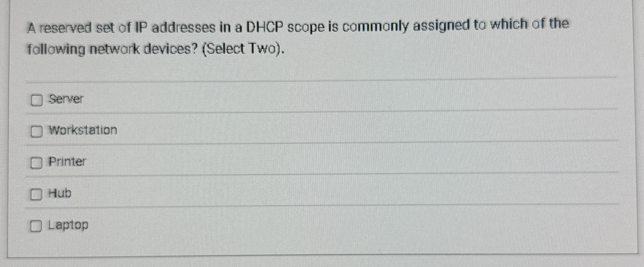 A reserved set of IP addresses in a DHCP scope is
