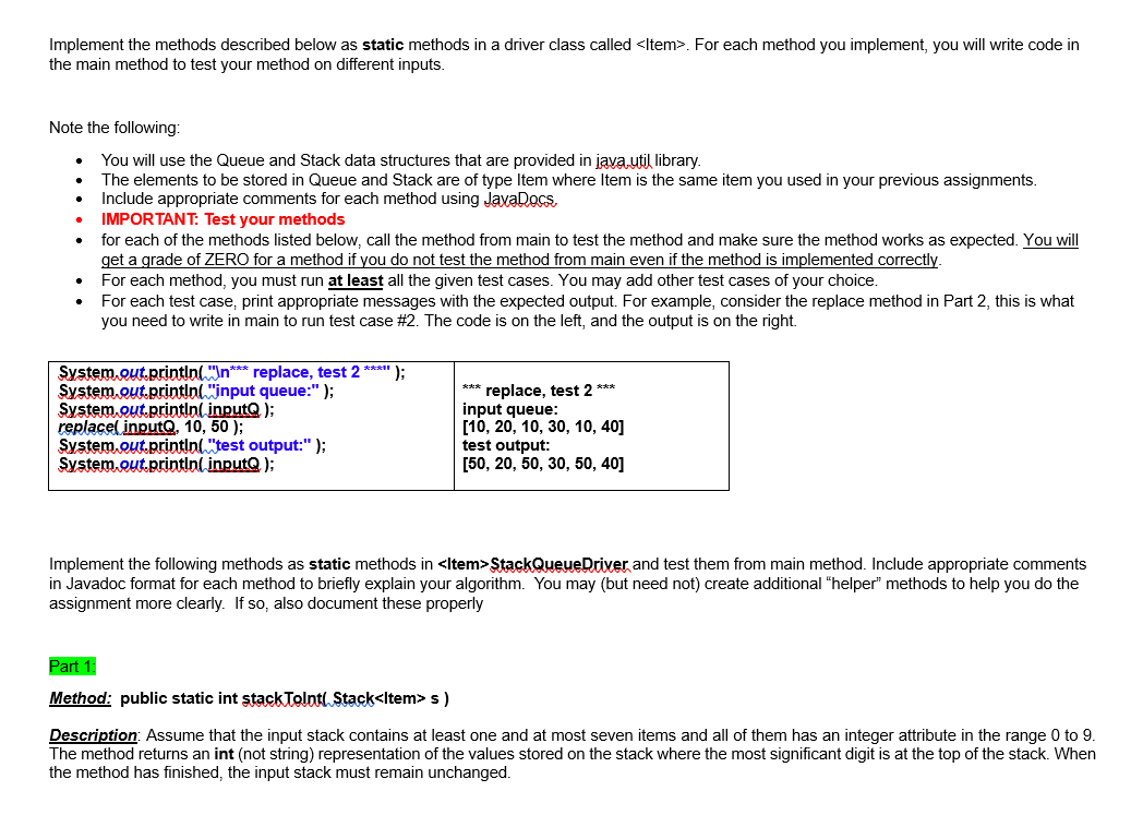Programing worksheet: Write the code in Java