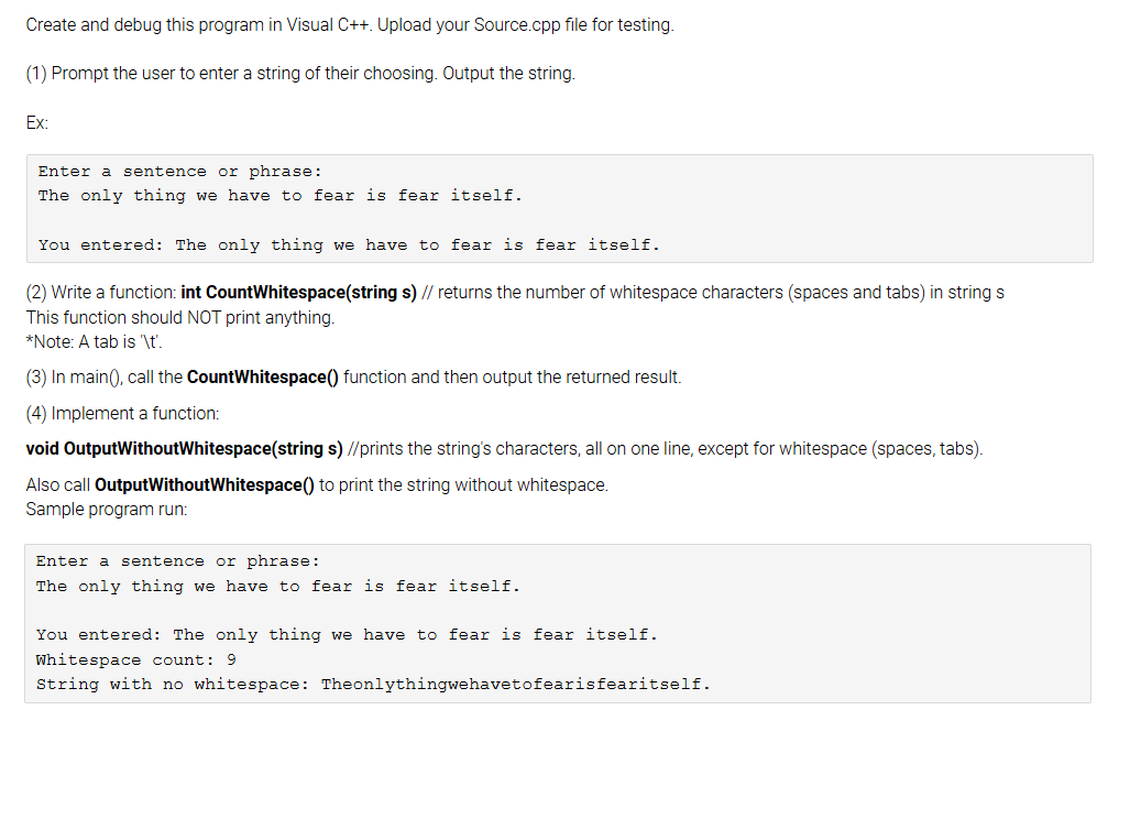 Create and debug this program in Visual C + + .