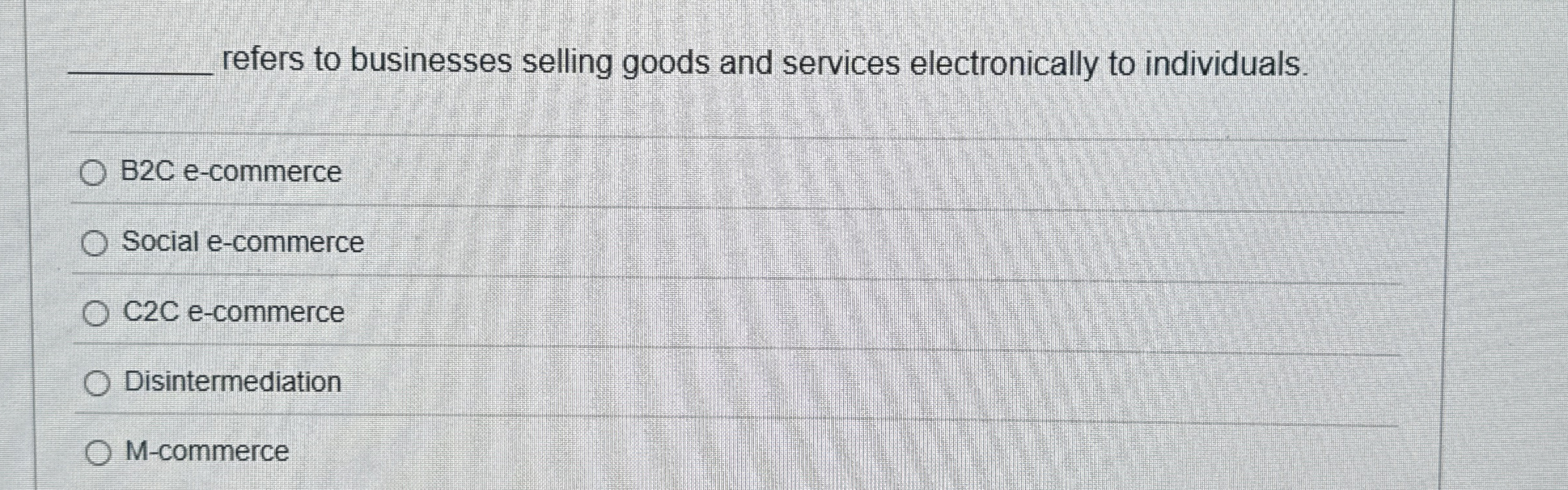 q , refers to businesses selling goods and