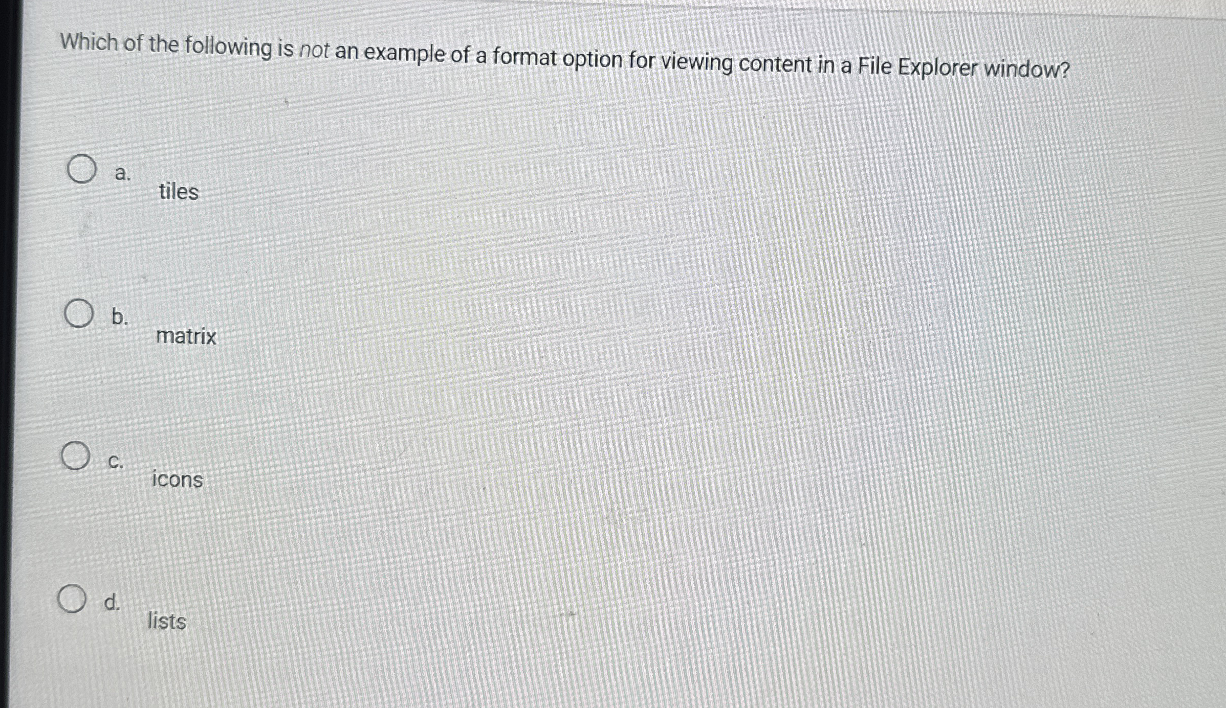 Which of the following is not an example of a