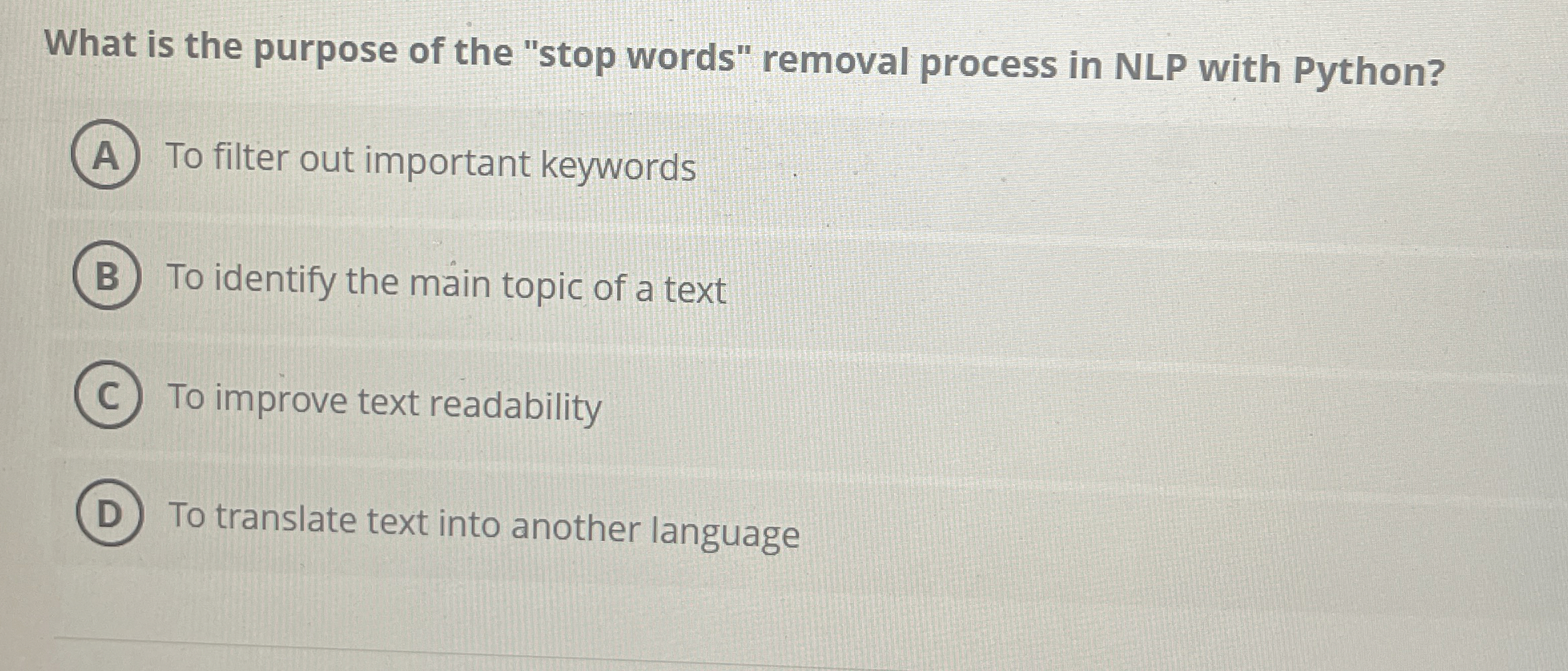 What is the purpose of the "stop words" removal