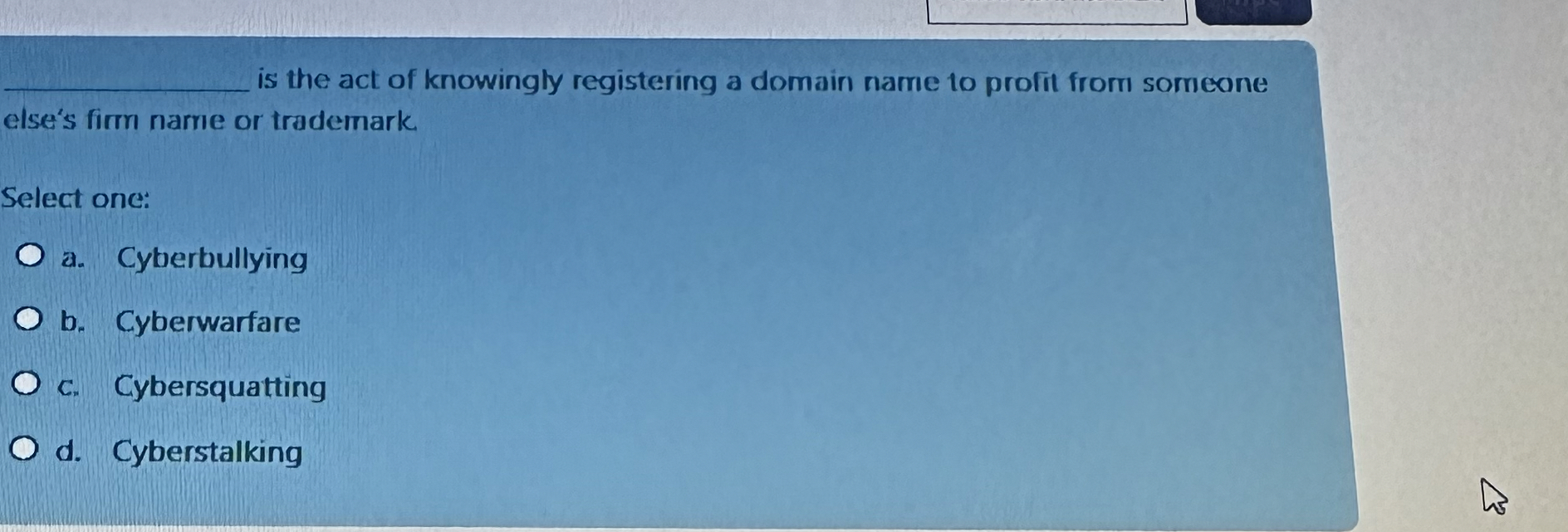 q , is the act of knowingly registering a domain