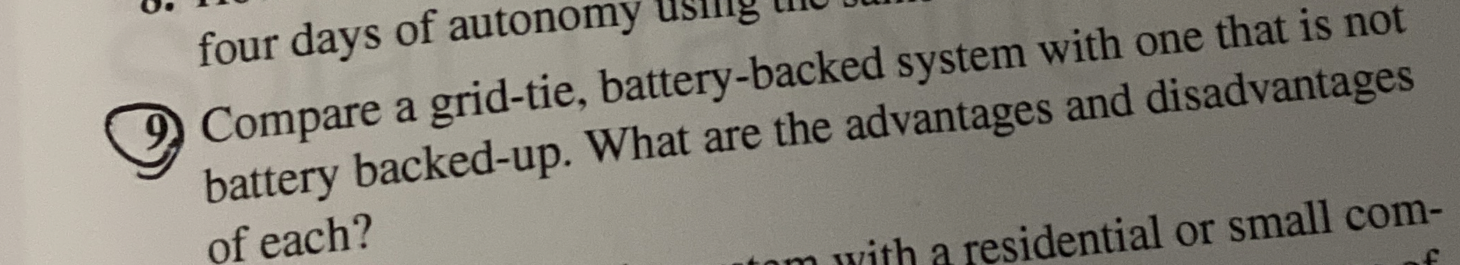four days of autonomy ustly Compare a grid - tie,