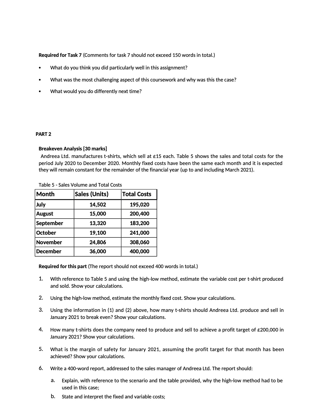 Required for Task 7 (Comments for task 7 should