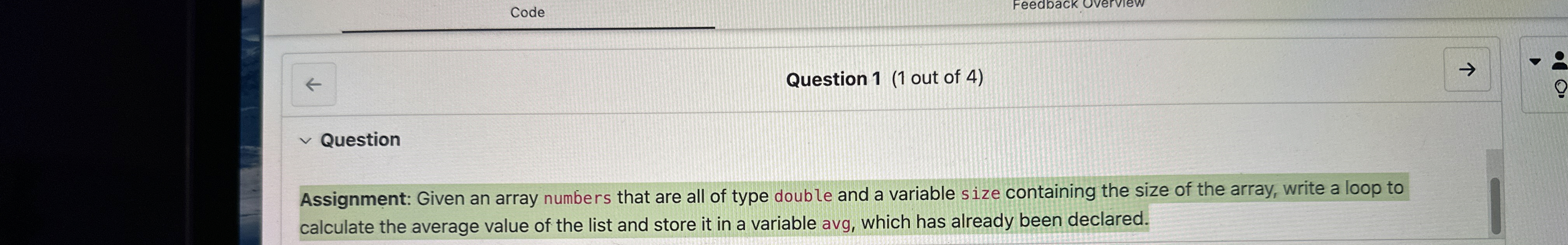 Assignment: Given an array numbers that are all