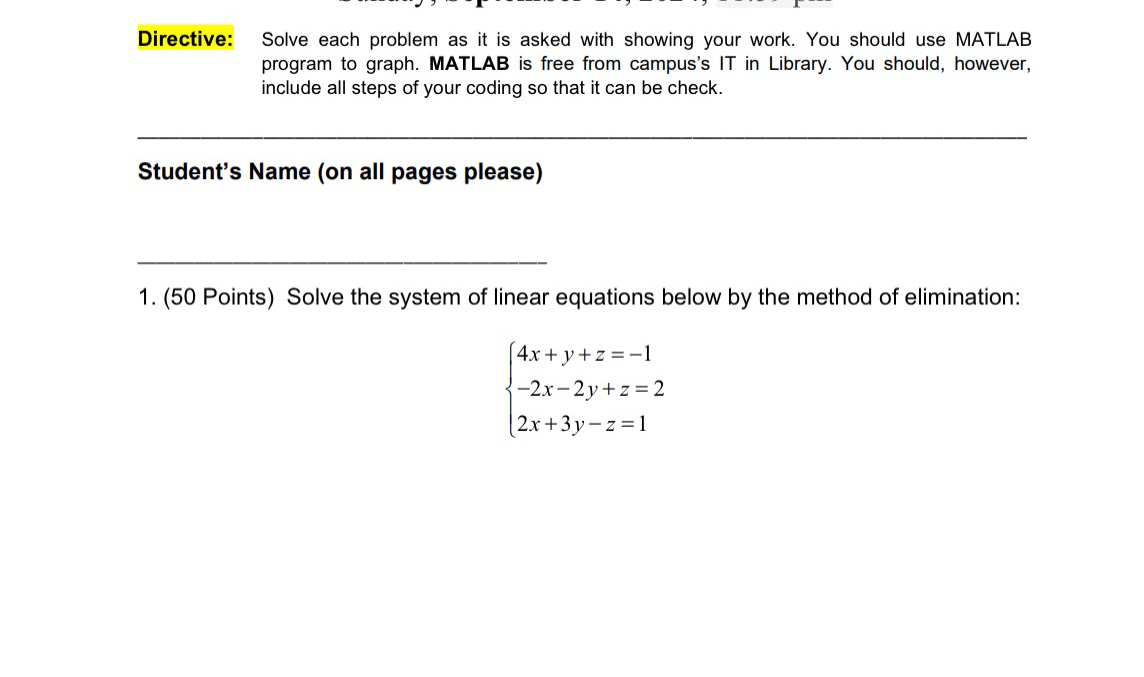Directive: Solve each problem as it is asked with
