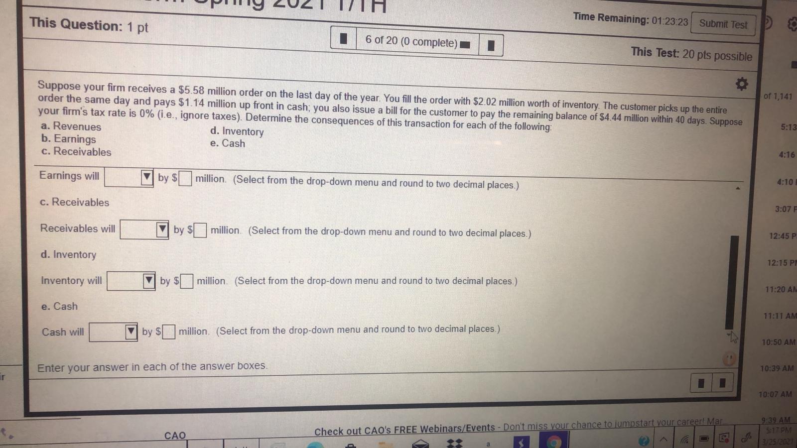 answer question Time Remaining: 01:23:23 Submit