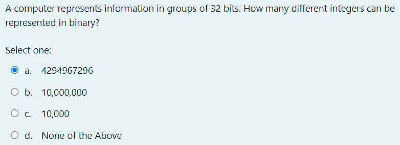 A computer represents information in groups of 3