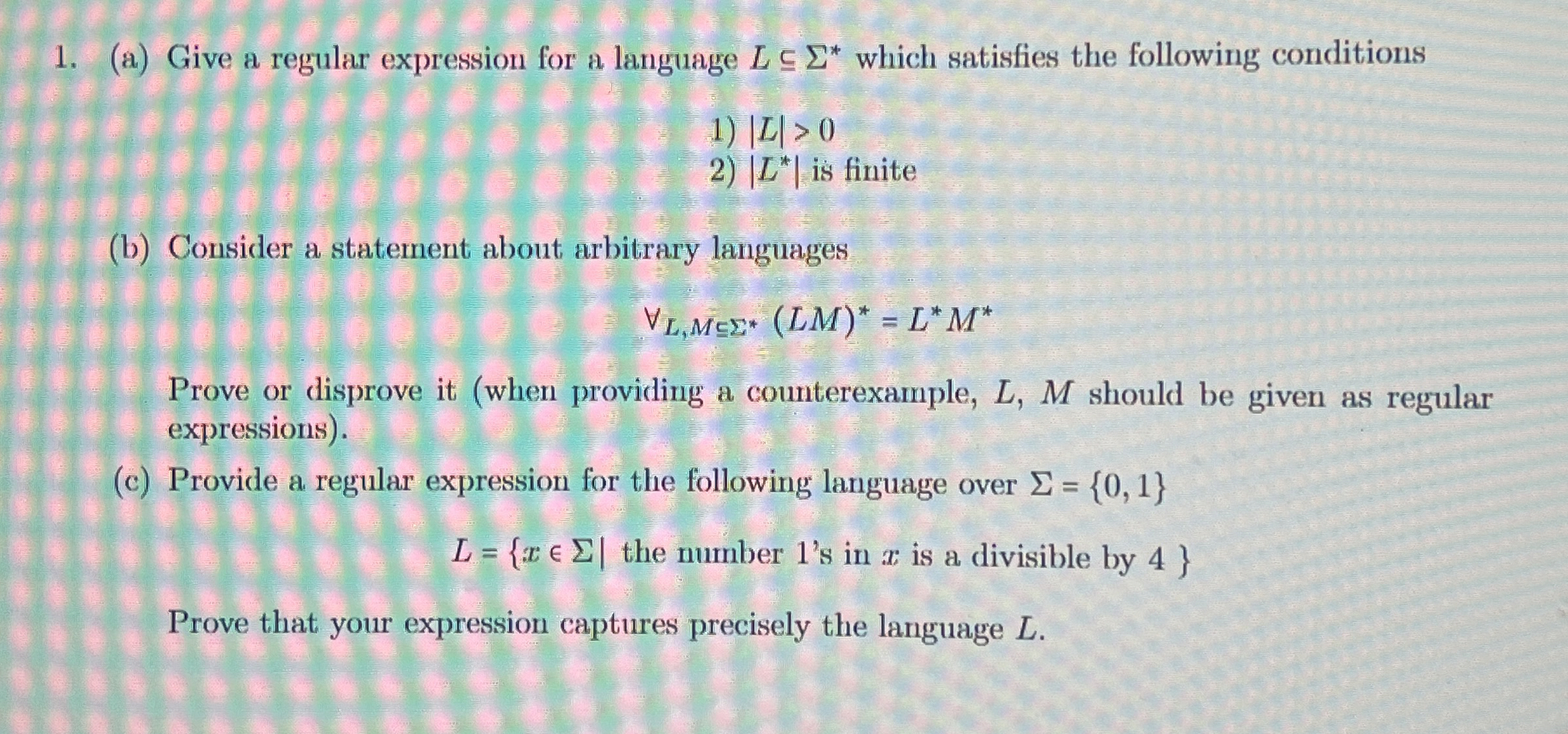 ( a ) Give a regular expression for a language