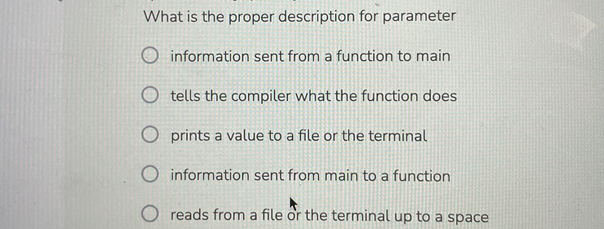 What is the proper description for parameter