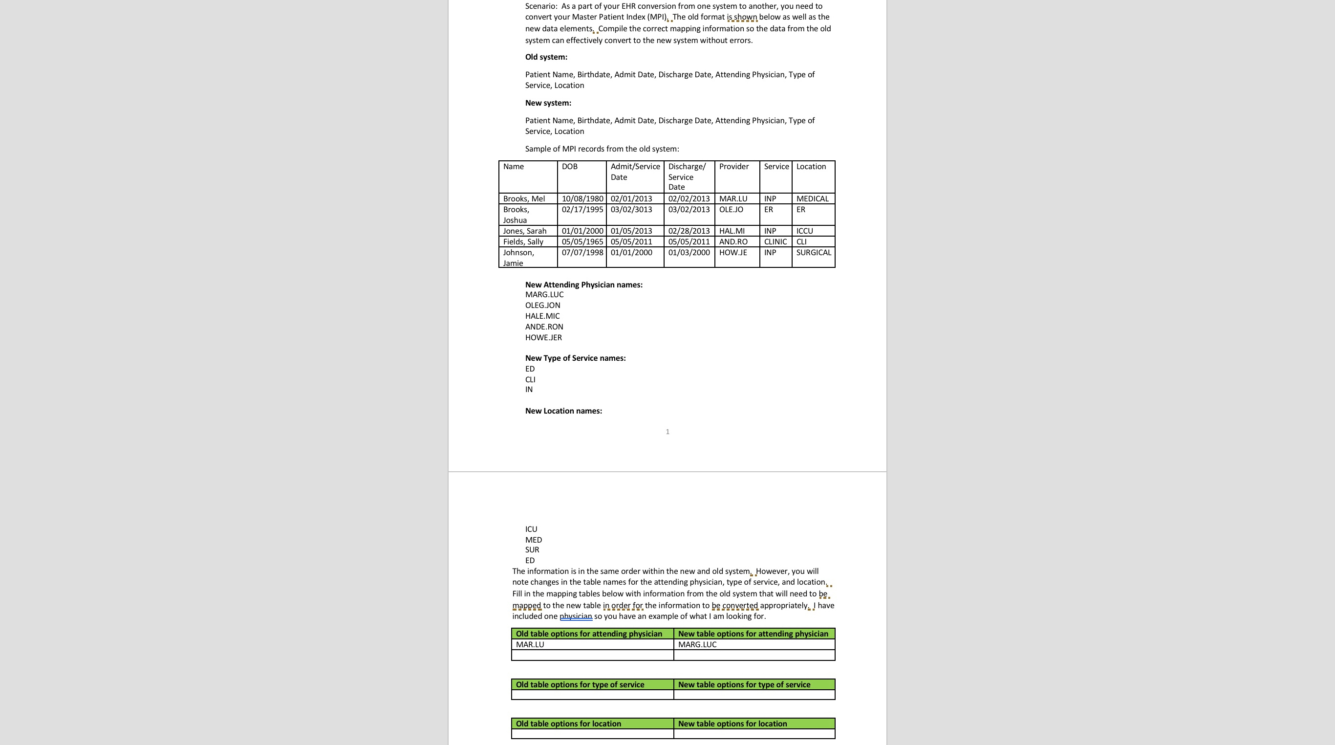 Scenario: As a part of your EHR conversion from