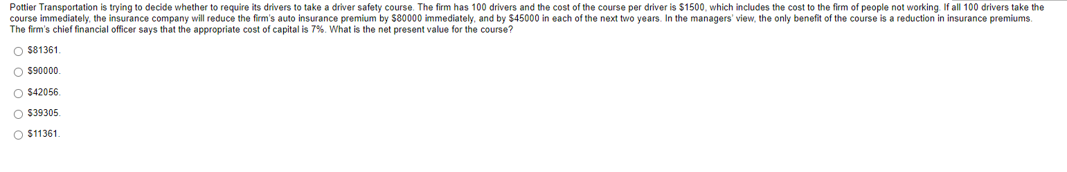 Pottier Transportation is trying to decide