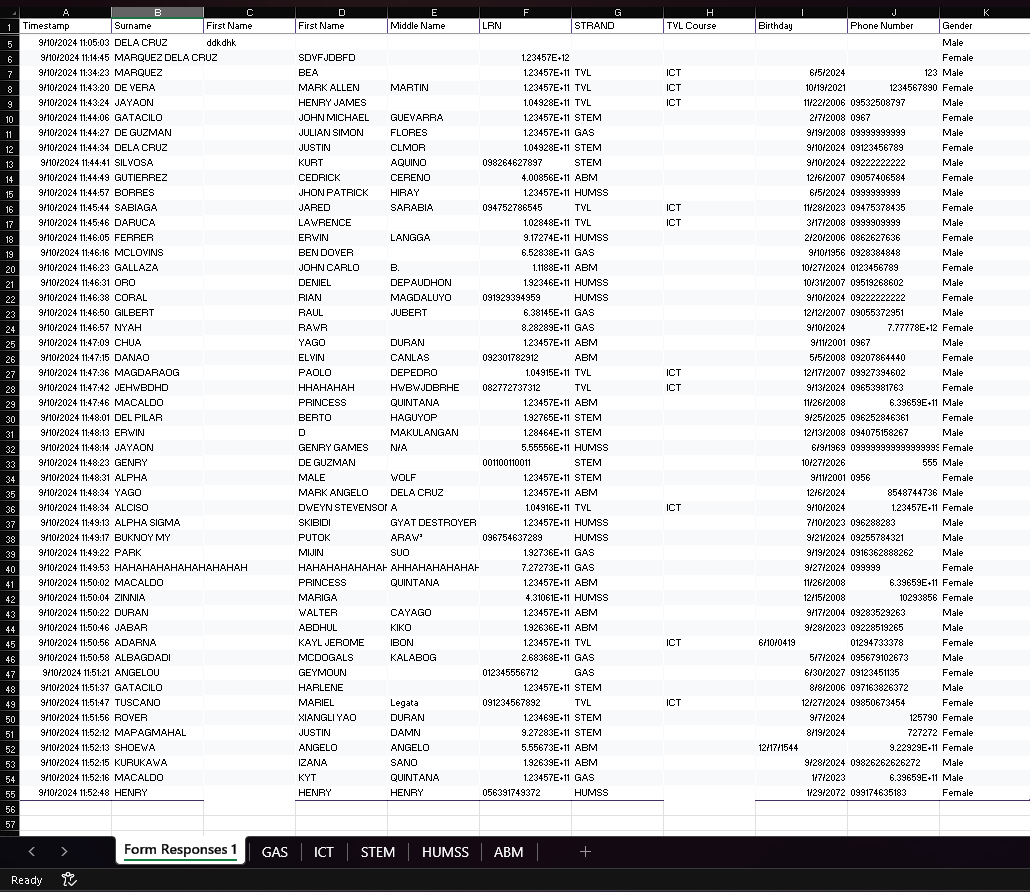 my teacher said to sort the list of enrollees by