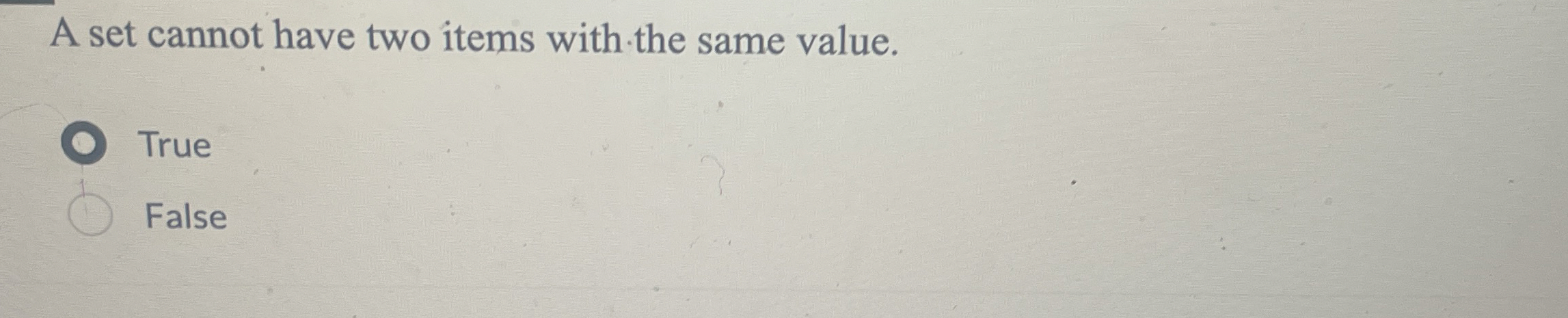 A set cannot have two items with the same value.