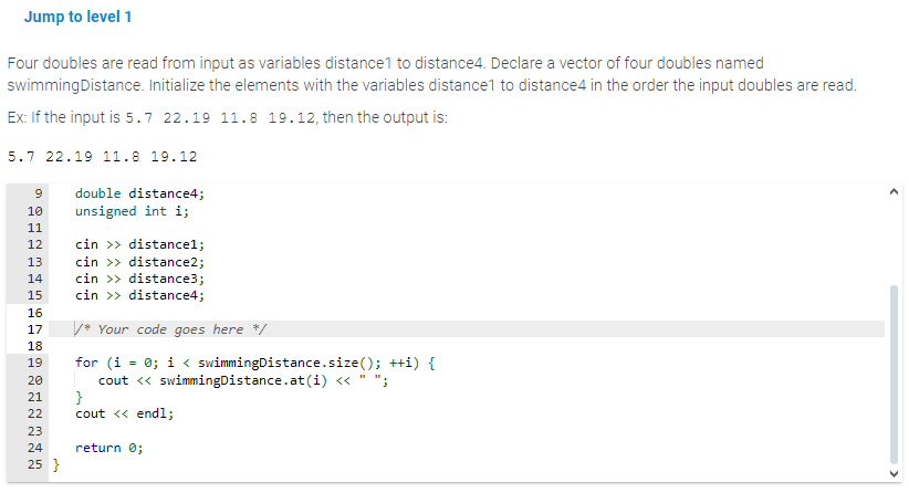 Jump to level 1 Four doubles are read from input