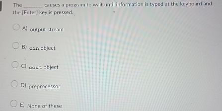 The causes a program to wait until information is