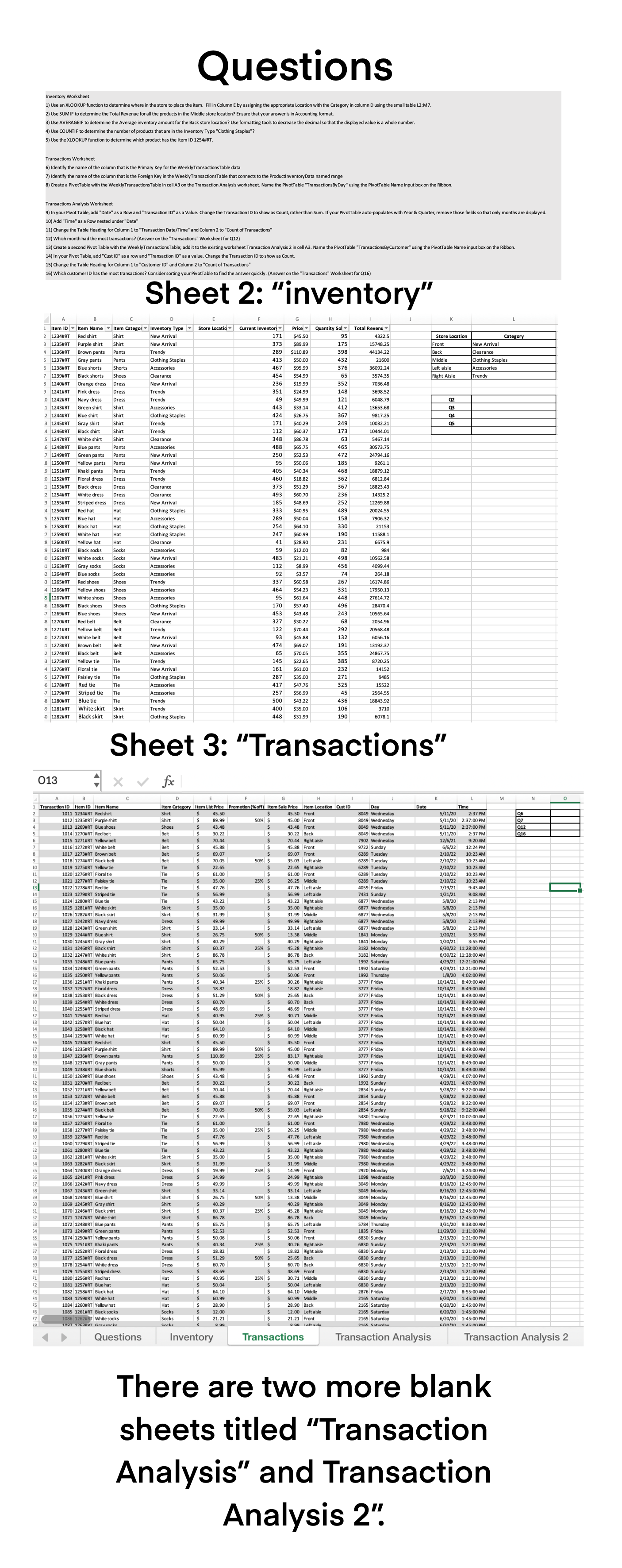 Inventory Worksheet 1 . Use an XLOOKUP function