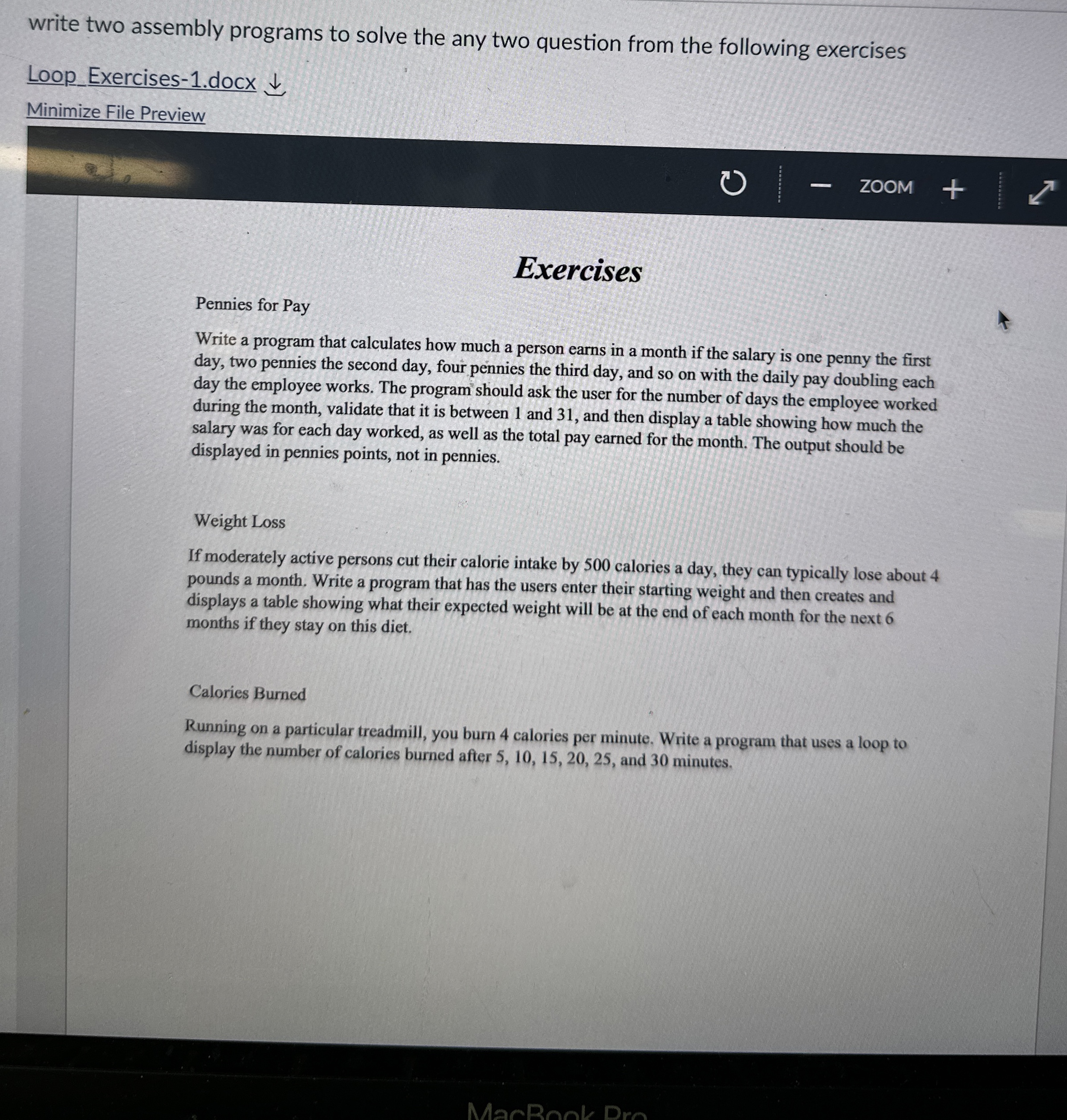 write two assembly programs to solve the any two