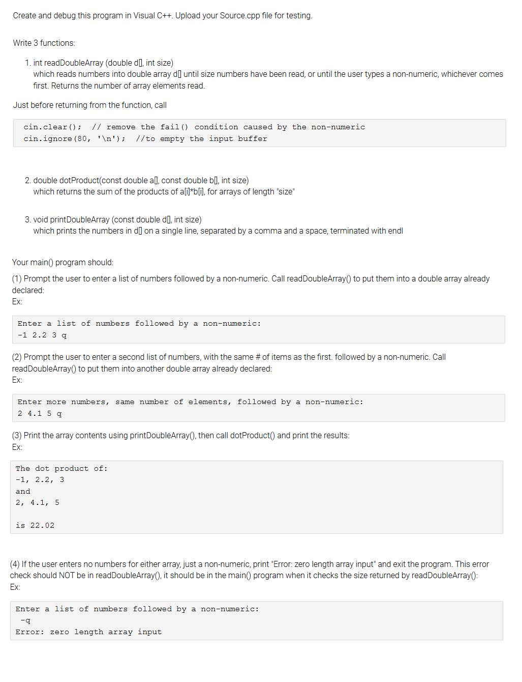 Create and debug this program in Visual C + + .