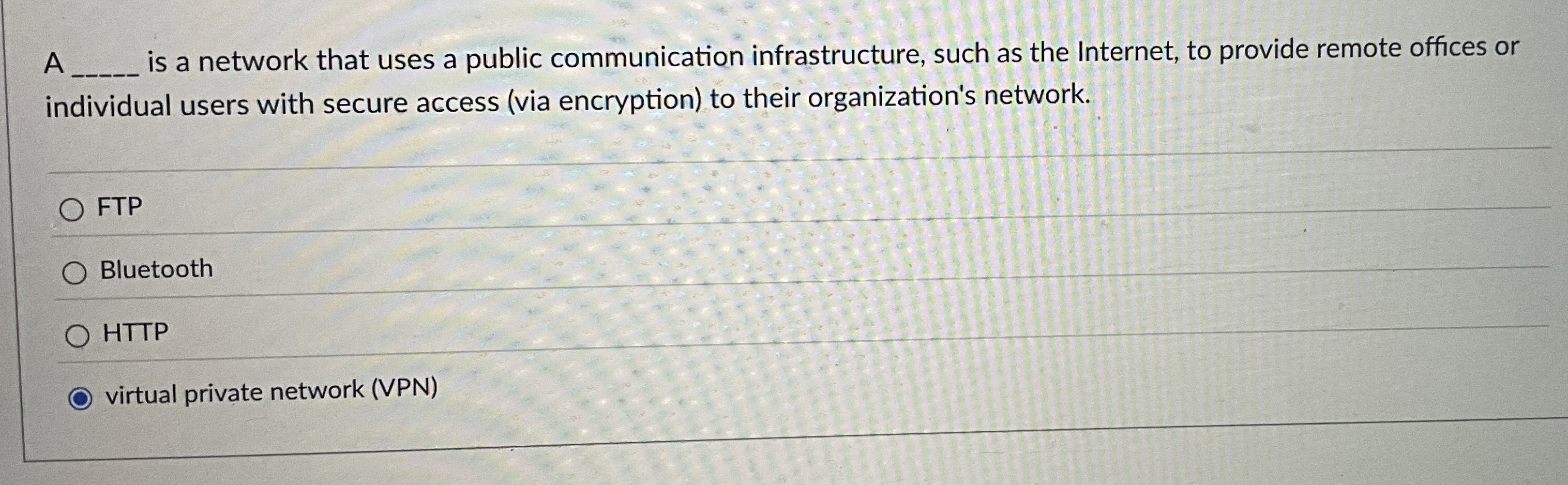 A q , is a network that uses a public