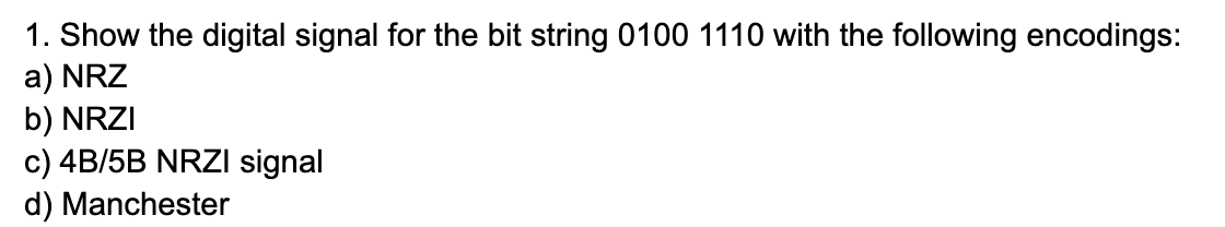 Show the digital signal for the bit string 0 1 0