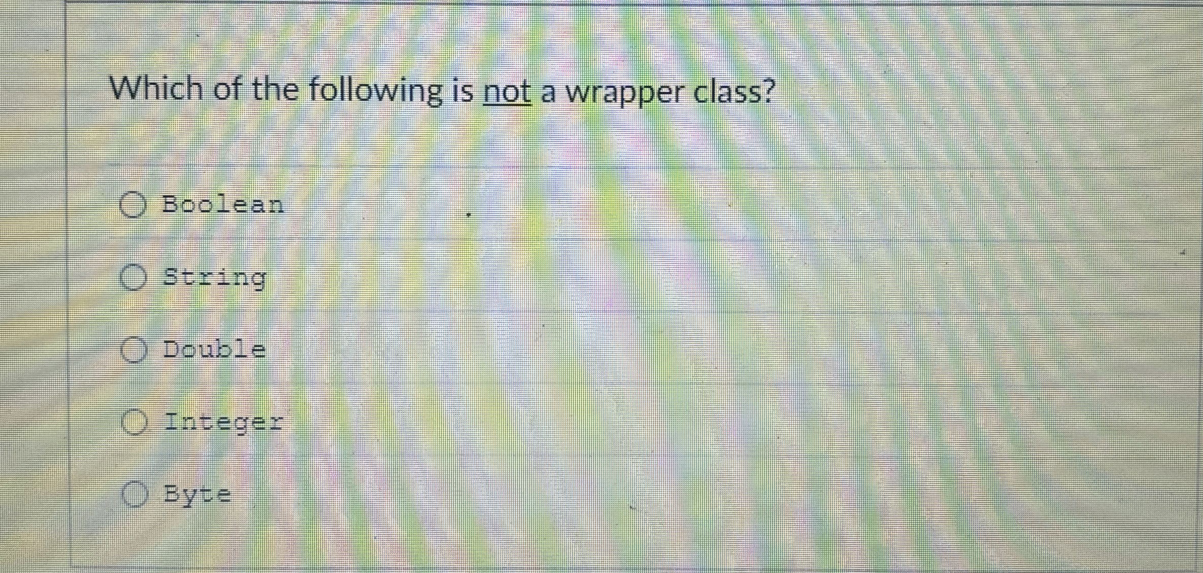 Which of the following is not a wrapper class?