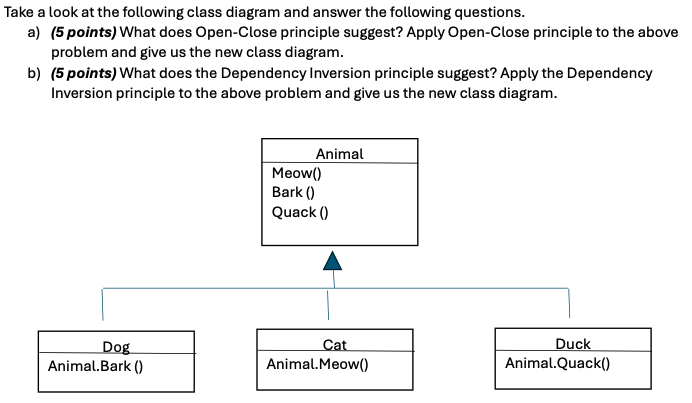 Take a look at the following class diagram and