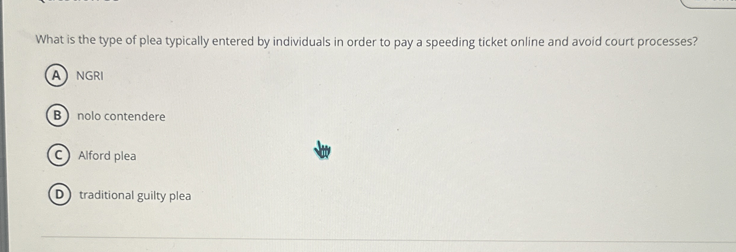 What is the type of plea typically entered by